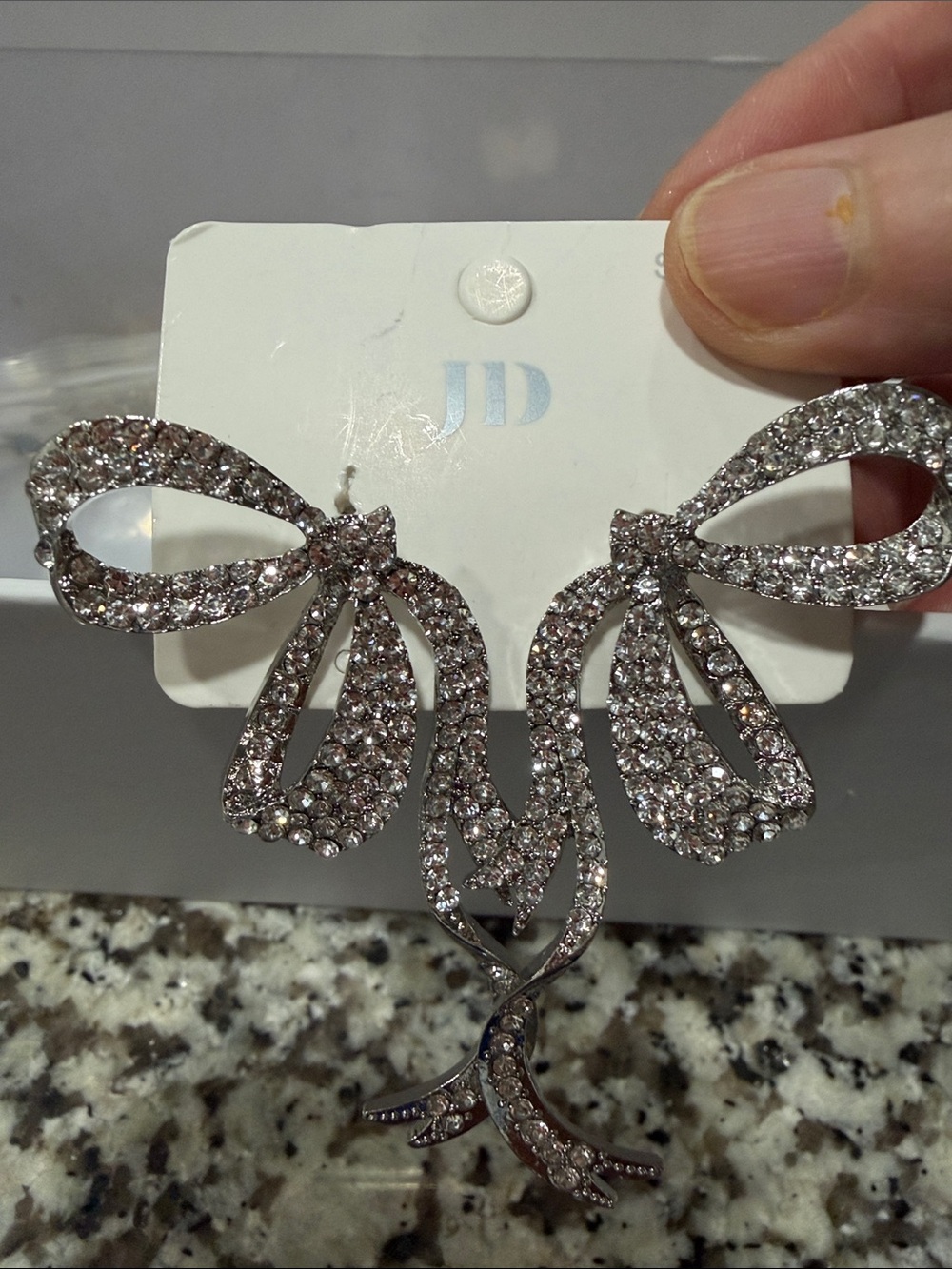 Crystal Bow Statement Necklace - Silver-Tone
